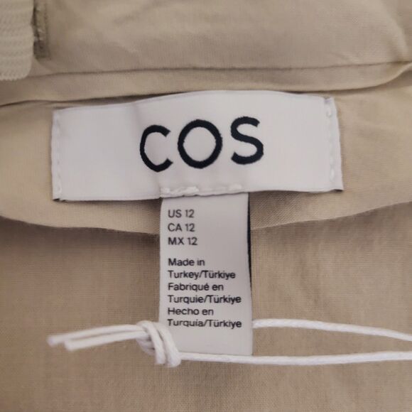 COS 12 New Wide Leg Relaxed Trouser Pleated Front Pants Neutral Beige Minimalist - Picture 4 of 14